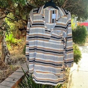 NWT Free People Striped Tunic - Black, White, Tan